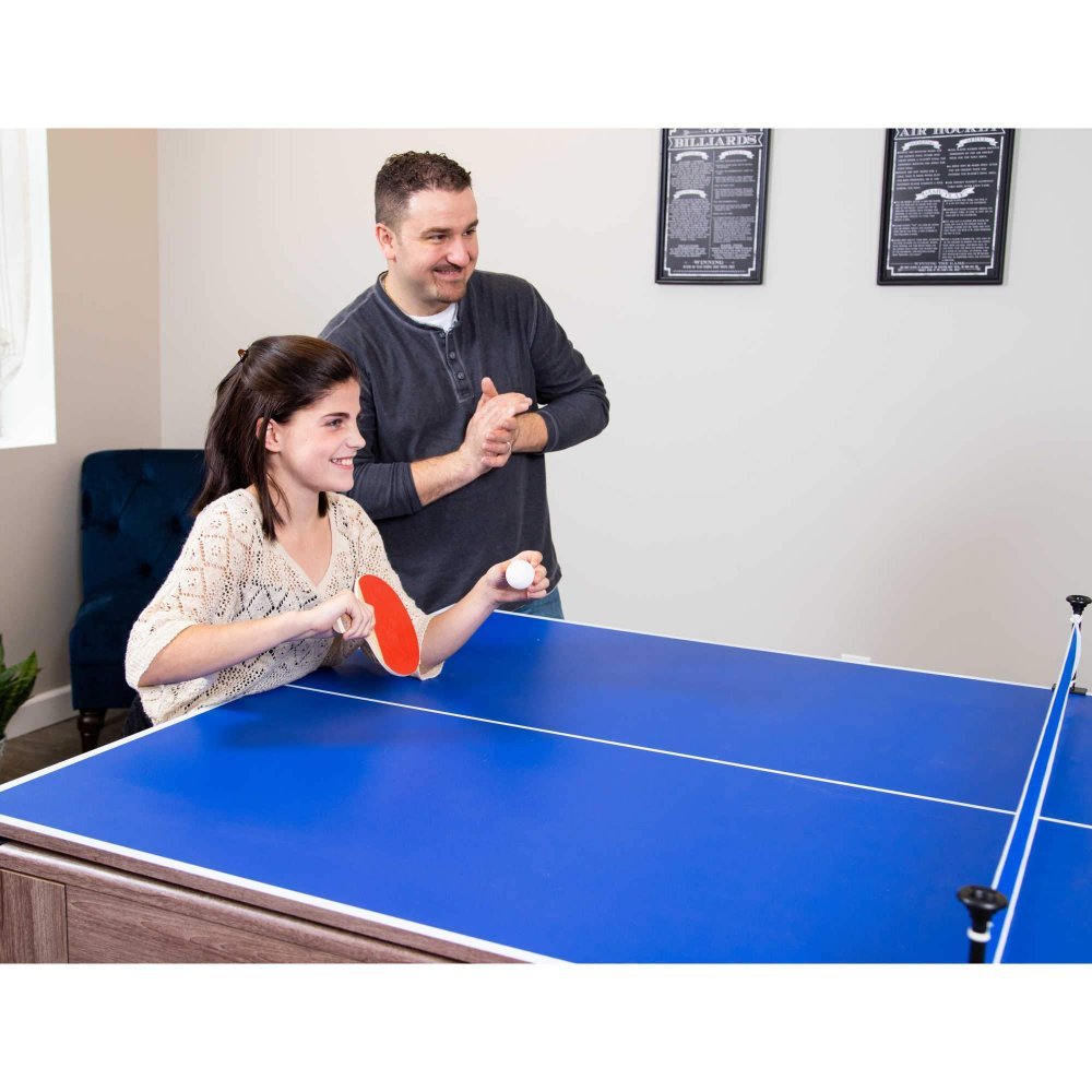 Hathaway Games Driftwood 7-ft Air Hockey Table Combo Set with Benches - Image 5